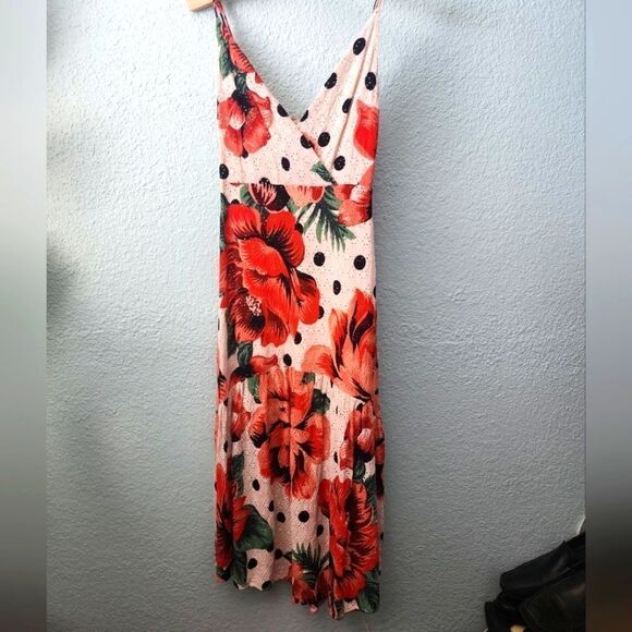 Farm Rio Riviera Eyelet Maxi Dress Anthropologie Riviera Red Floral - Picture 4 of 15